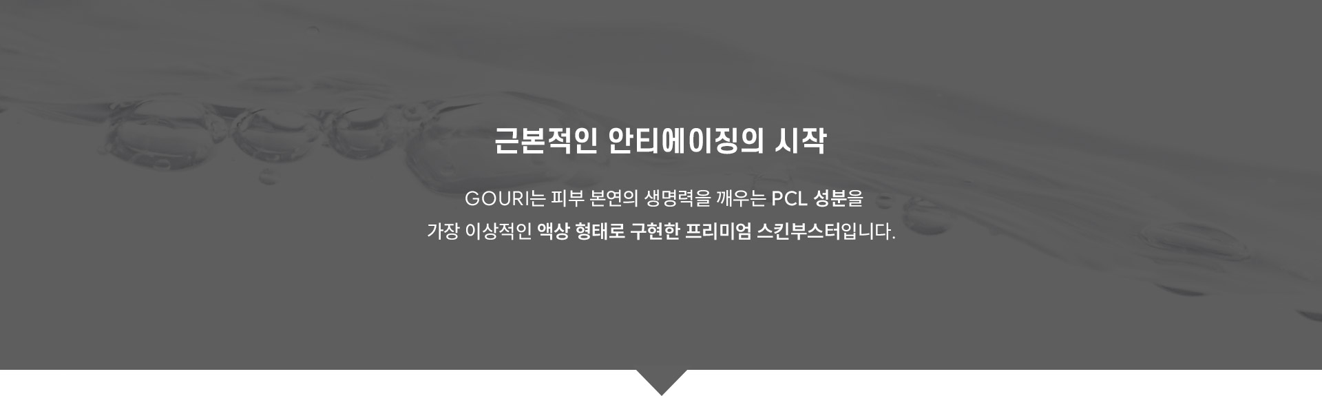 
	2.	근본적인 안티에이징, 고우리로 시작할 수 있을까?
	GOURI는 피부 본연의 생명력을 깨우는 PCL 성분을 가장 이상적인 액상 형태로 구현한 프리미엄 스킨부스터입니다.  
	